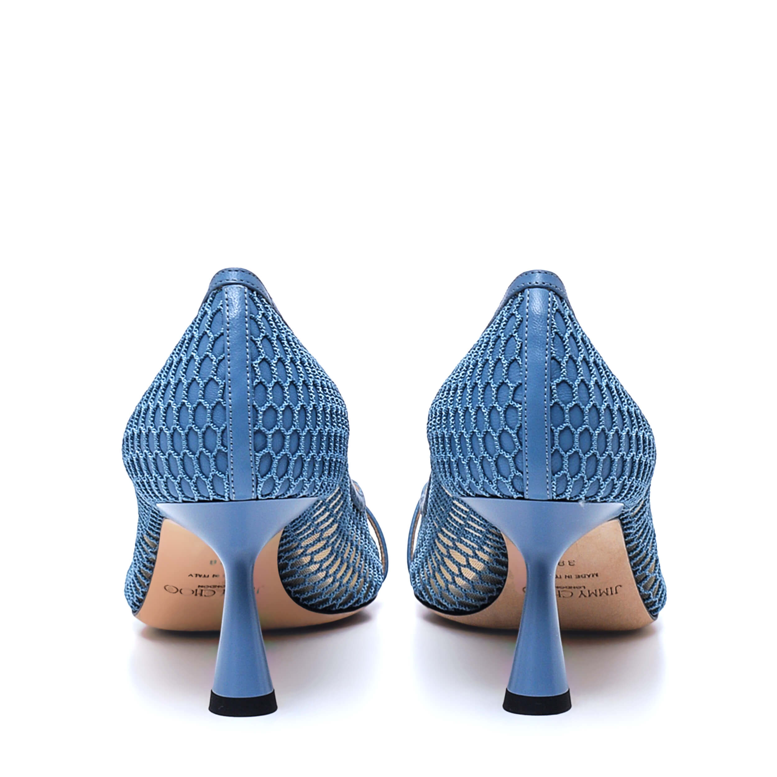 Jimmy Choo - Smoky Blue Rosalia Fishnet Mesh 65MM Pumps / 38